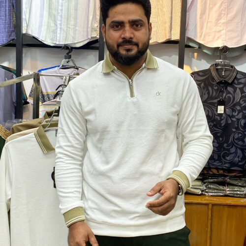 Premium Soft Fleece Old Money White zip