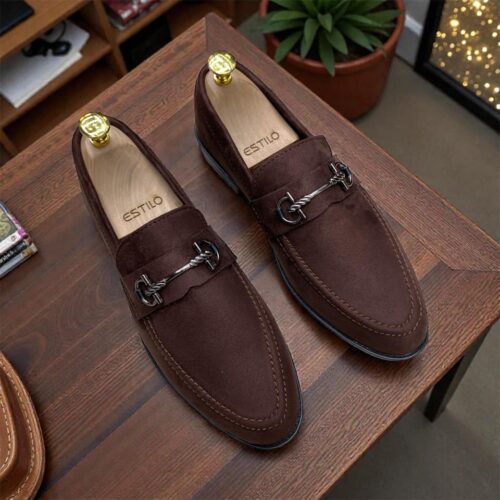 Suede Leather Bit Loafer Coffee