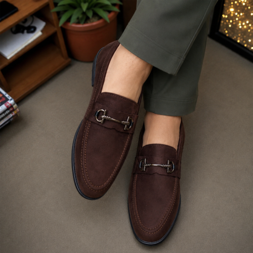 Suede Leather Bit Loafer Coffee