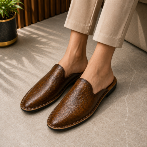 Genuine leather Half Shoes Crocodile Chocolate