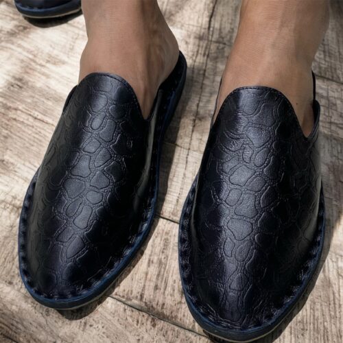 Genuine leather Half Shoes Crocodile Black