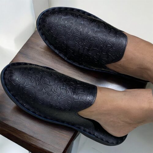 Genuine leather Half Shoes Octopus Black