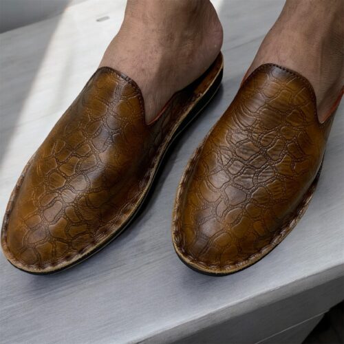 Genuine leather Half Shoes Crocodile Chocolate