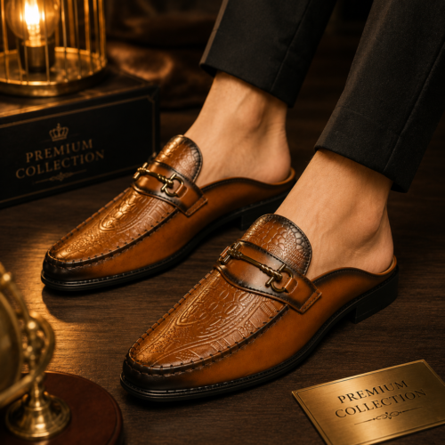 Men's Premium Half Shoe Print Coffee